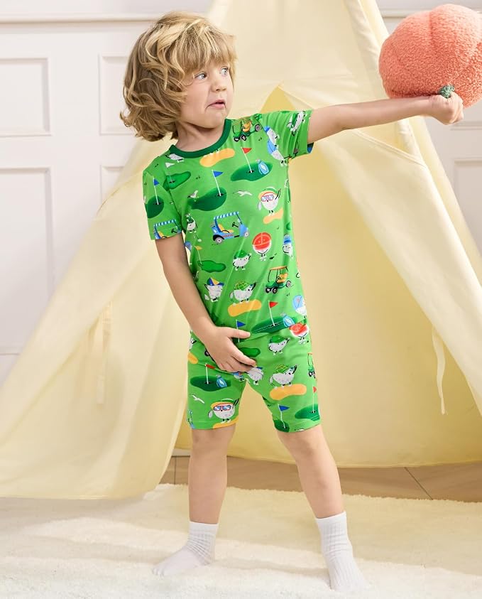 babee Reshinee Bamboo Viscose Toddler Boys Pajamas Set, Short Sleeve Kids - Image 6