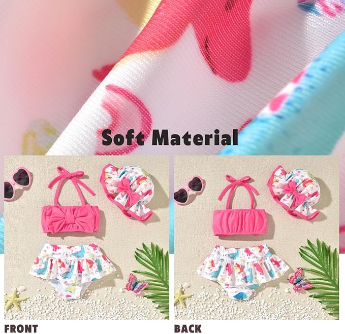 Aalizzwell Baby Girl 2-Piece Bikini Swimsuit with Hat