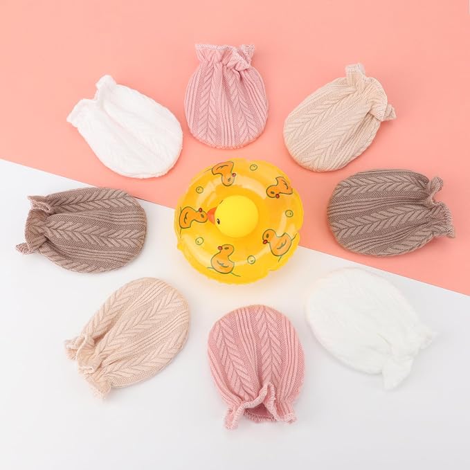 AQOKKA Newborn Baby Mittens No Scratch Cotton Elastic Wrist Gloves Infant - Image 3