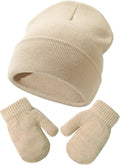 Baby Beanie Hat Gloves Set, Kids Winter Warm Knit Hat by DANMY