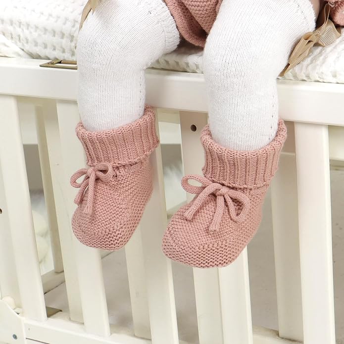 Hadetoto Baby Booties Cotton Newborn Boys Girls Shoes Knit Socks | Cozy Warm - Image 2