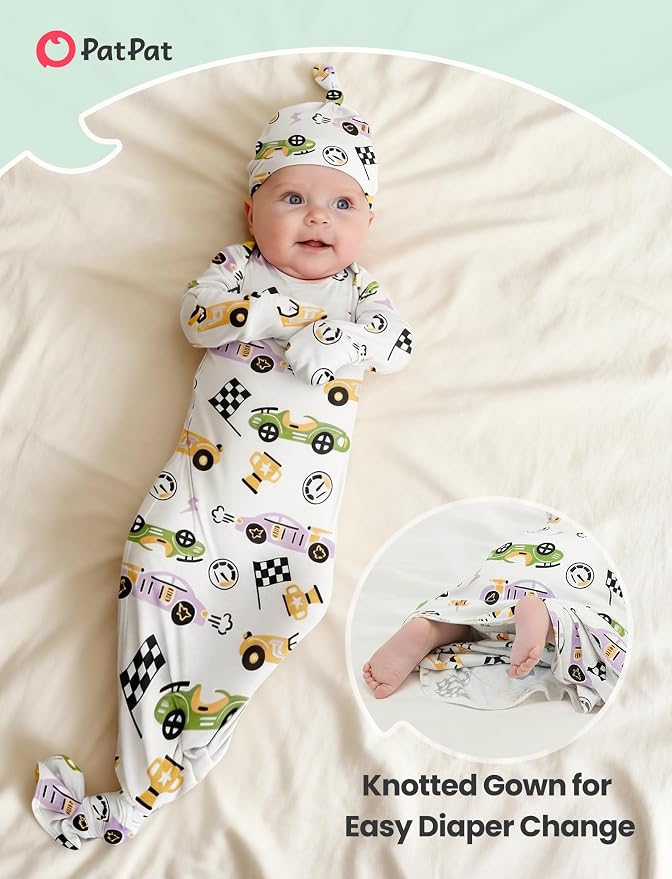 PATPAT Baby Sleeper Gown with Hat - Image 4