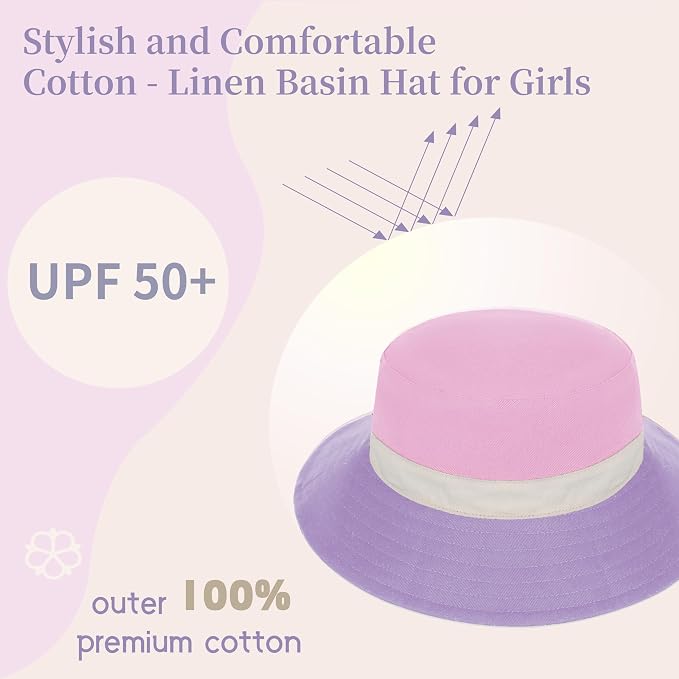 Baby Boy Sun Hat Toddler Bucket Beach Hat Girl UPF 50+ Cotton Linen | Beach - Image 4