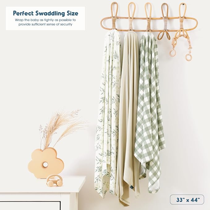 3-Pack Ultra Soft Stretchy Jersey Knit Baby Swaddle Blankets, 33x44 | Snug - Image 2