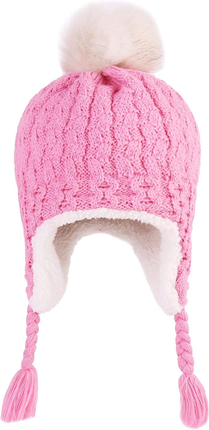 LANGZHEN Toddler Kids Infant Winter Hat,Earflap Knit Warm Cap Fleece Lined Beanie for Baby Boys Girls