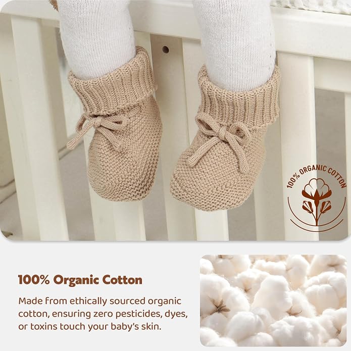 Hadetoto Baby Booties Cotton Newborn Boys Girls Shoes Knit Socks | Cozy Warm - Image 2