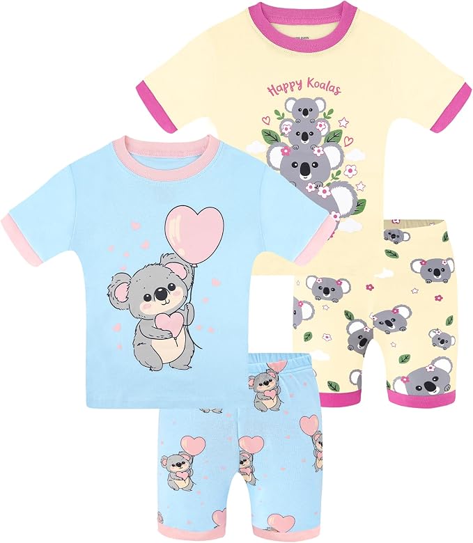 DAUGHTER QUEEN Girls Summer Pajamas Set 4 Pieces 100% Cotton Sleepwear Size 18 by DAUGHTERQUEEN