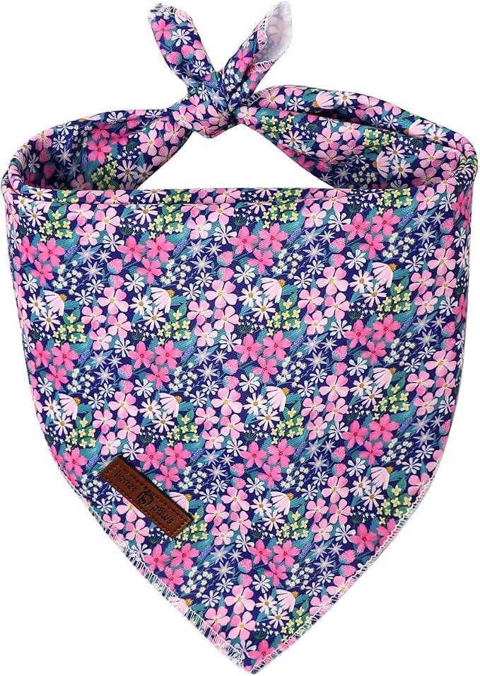 Lionet Paws Spring Summer Dog Bandana Washable Cotton Blue Handkerchief Scarf by lionetpaws