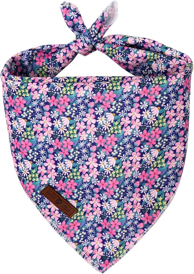 Lionet Paws Spring Summer Dog Bandana Washable Cotton Blue Handkerchief Scarf by lionetpaws