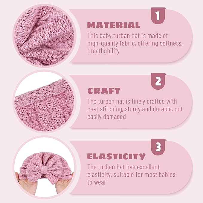 Cinaci 4 Pieces Baby Girls Turban Hats - Image 3