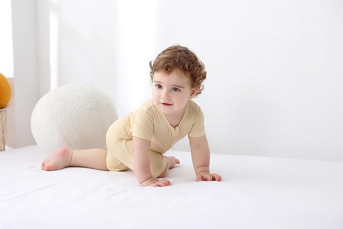 GUISBY Baby Rayon of Bamboo Short Sleeve Footless Zipper Romper 2 Pack | Soft - Image 5