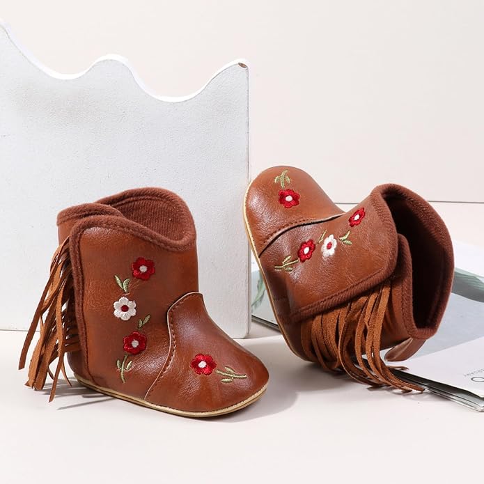 HsdsBebe Baby Boys Girls Western Cowboy Boots Infant Moccasins High Top Booties - Image 3
