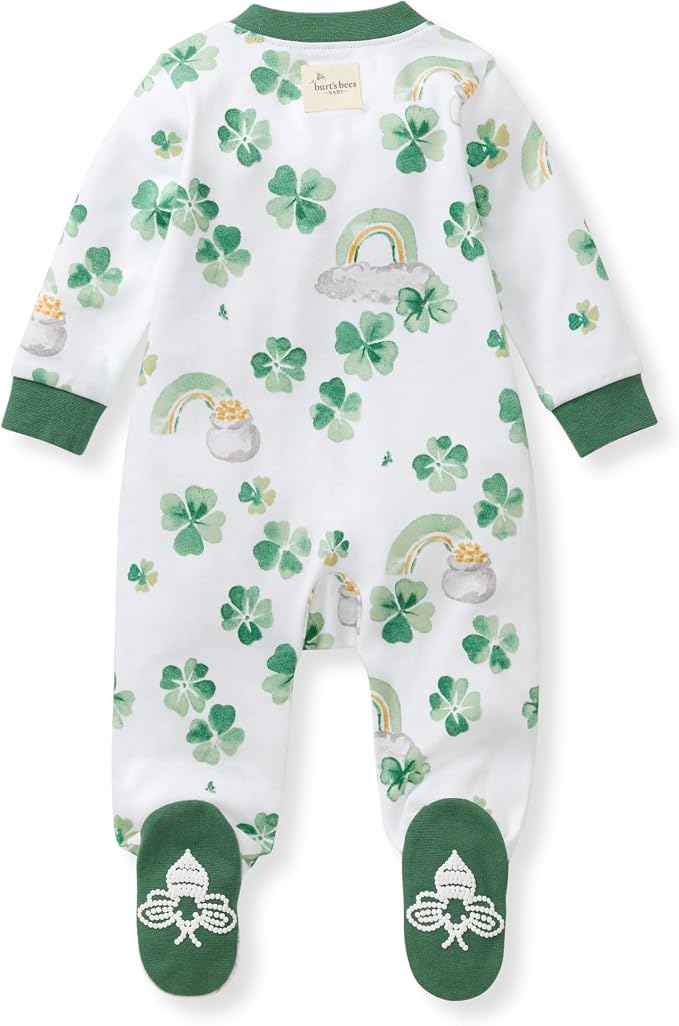 Burt's Bees Baby Girls' Organic Cotton, Sleep and Play Footed Pajamas | Easy - Image 2