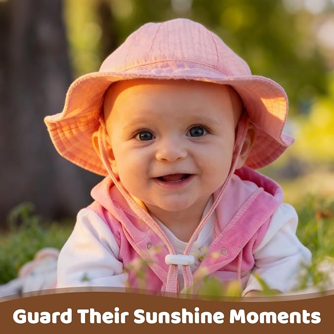 3 Pcs Baby Sun Hat Muslin, Baby Bucket Hat | UPF 50+ Sun Protection, Adjustable - Image 5