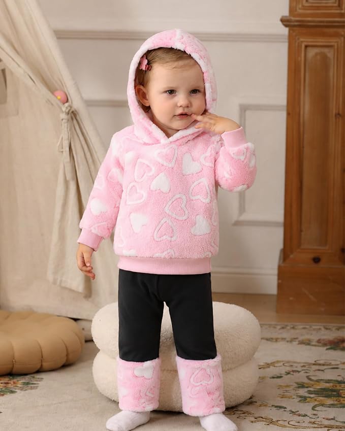 Jecson Toddler Girl Clothes Baby Girl Fleece Hoodie Outfits Thick Thermal - Image 2