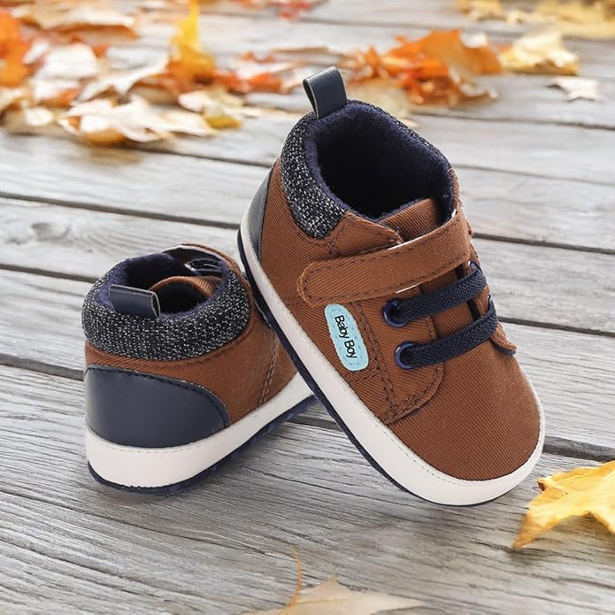 Meckior Toddler Baby Boys Girls High Tops Ankle Sneakers Soft Anti-Slip Sole PU - Image 3