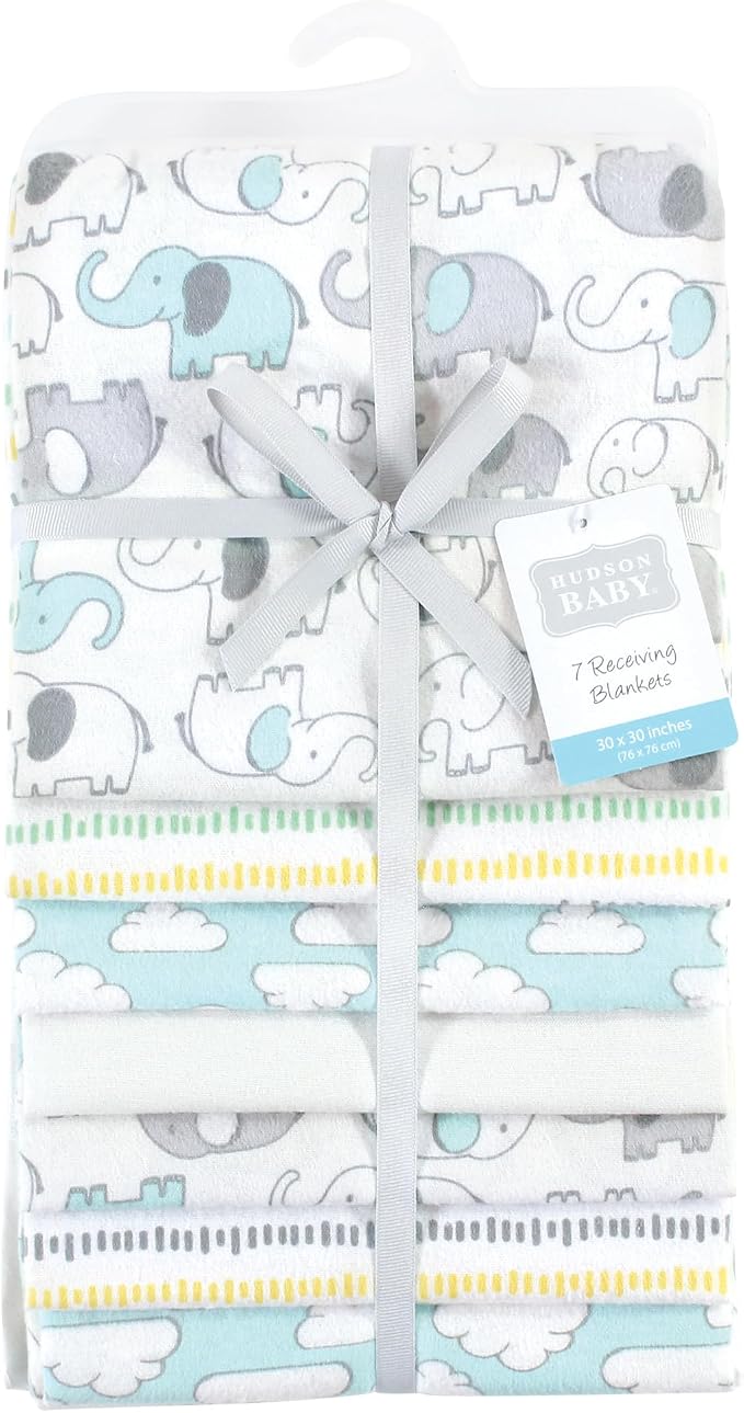 Hudson Baby Unisex Baby Cotton Flannel Receiving Blankets Bundle, Neutral New - Image 2
