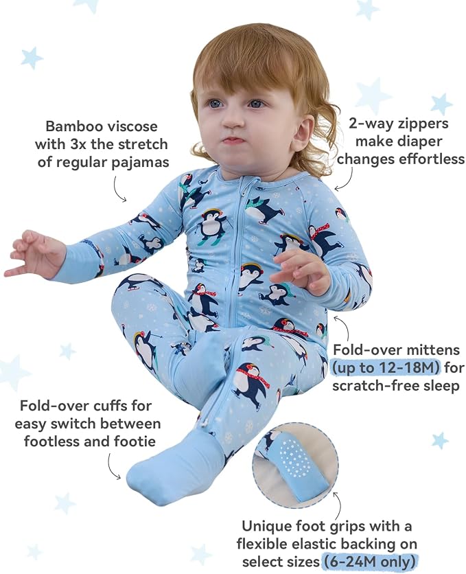 babee Reshinee Bamboo Viscose Baby Footie Pajama, Zipper Sleeper Boys Girls - Image 3