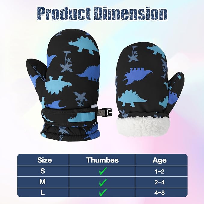 Toddler Mittens Lined Fleece Snow Gloves - Image 4