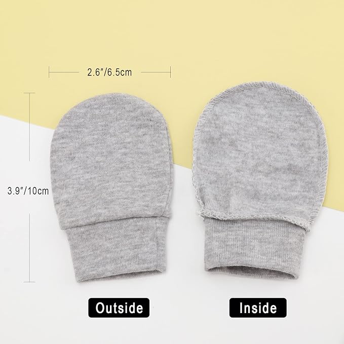 BQUBO Newborn Infant Toddler Mittens No Scratch Cotton Elastic Wrist Gloves - Image 3