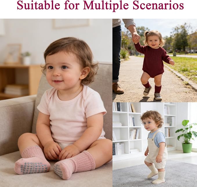 8 Pairs Baby Toddler Socks Non-Slip Grip Socks - Image 2