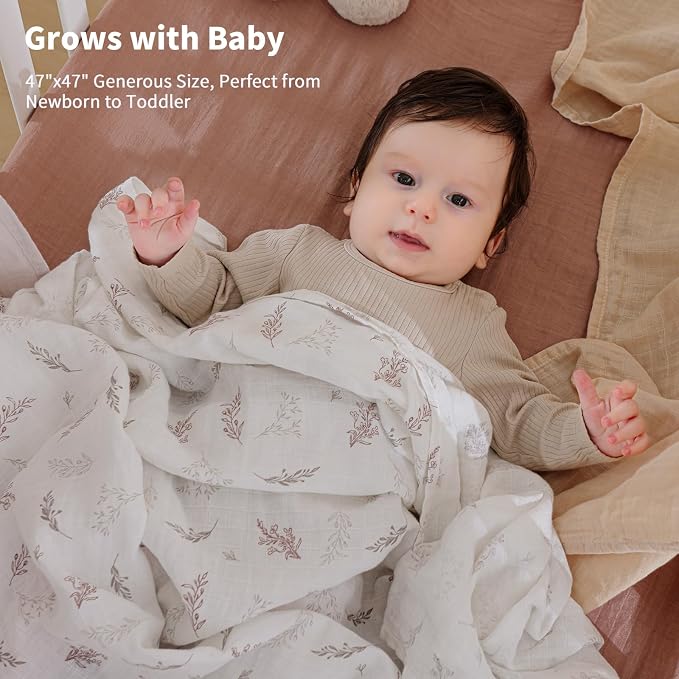 POMISO Muslin Swaddle Blankets for Boys & Girls, Newborn Receiving Blankets - Image 2