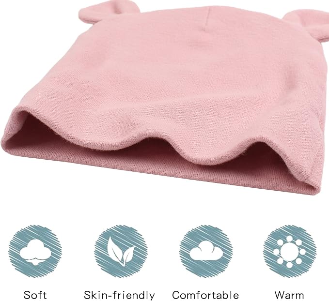 Pesaat Newborn Hospital Hat 0-12Months Preemie Boys Girls Beanie Solid Infant - Image 4
