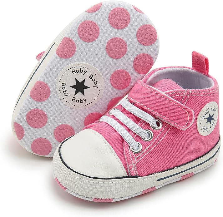 Unisex Baby Girls Boys Canvas High-top Shoes, Newborn Infant Anti-Slip Soft by KKIIDDSS