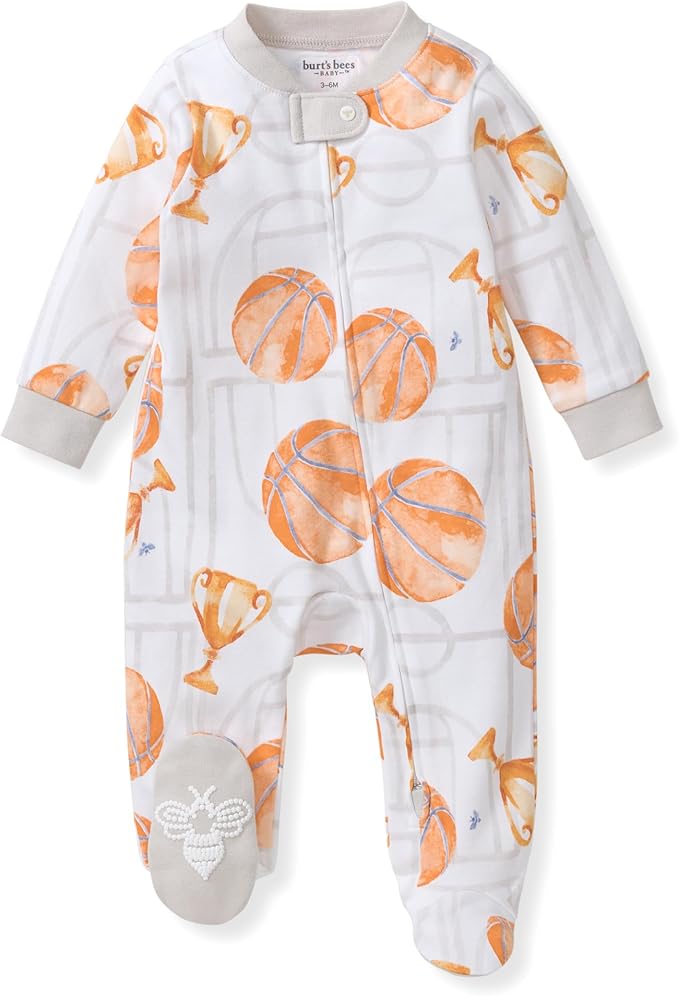 Burt's Bees Baby Boys' Organic Cotton, Sleep and Play Footed Pajamas | Easy zip by BurtsBeesBaby