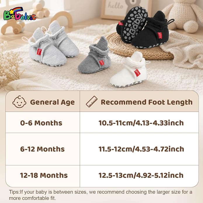 Babelvit Newborn Baby Boy Girl Soft Fleece Booties Stay On Infant Slippers - Image 3