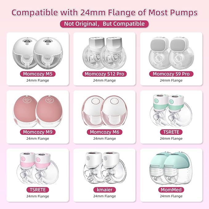 Flange Inserts 18mm 8PCS,Wearable Breast Pump Parts Compatible with Momcozy S12 pro/S9 pro/S12/S9/Medela/Spectra/TSRETE 24mm Breast Pump Shields/Flanges,Reduce 24mm Nipple Tunnel Down to 18mm
