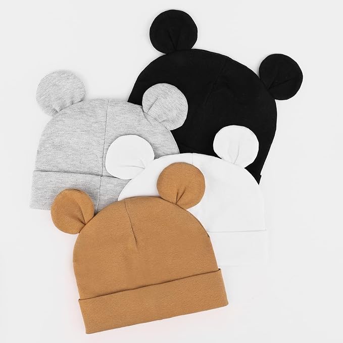 DRESHOW BQUBO 4 Pieces Baby Beanie Newborn Toddler Soft Cute Knit Hat Hospital - Image 5