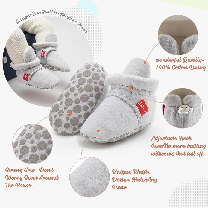 Infant Baby Boys Girls Cozy Fleece Booties Stay on Slippers Non Slip Soft - Image 5