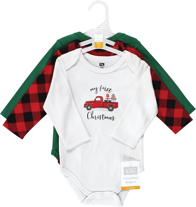 Hudson Baby Baby Girls' Cotton Long-sleeve Bodysuits 3-pack - Image 2