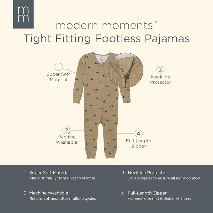 Modern Moments by Gerber Baby Boys & Girls Hacci Footless Pajamas - Image 6