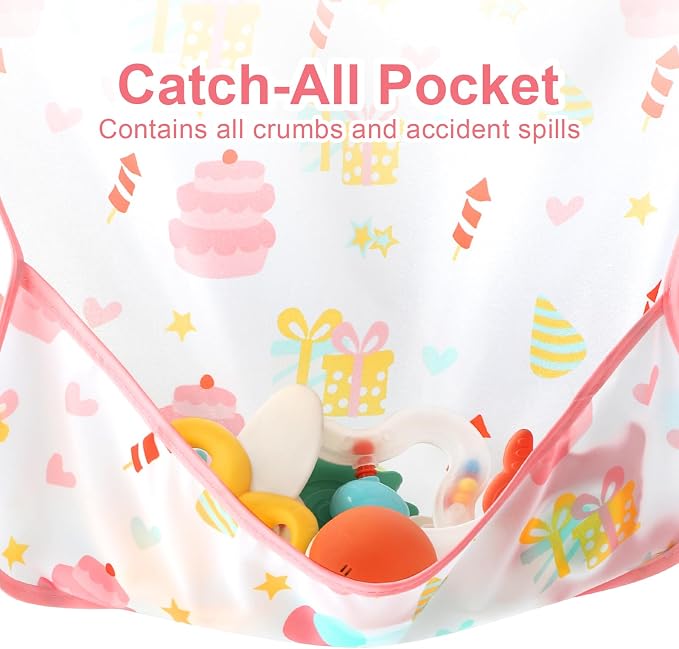 Accmor 4 Pack Long Sleeve Bibs, Baby Smock Waterproof Full Sleeved Bib - Image 4
