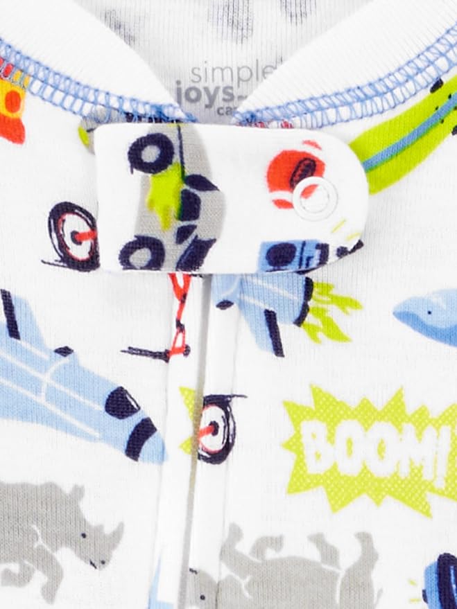 Simple Joys by Carter's Baby Boys 3 pack Snug Fit Footed Cotton Pajamas - Image 2