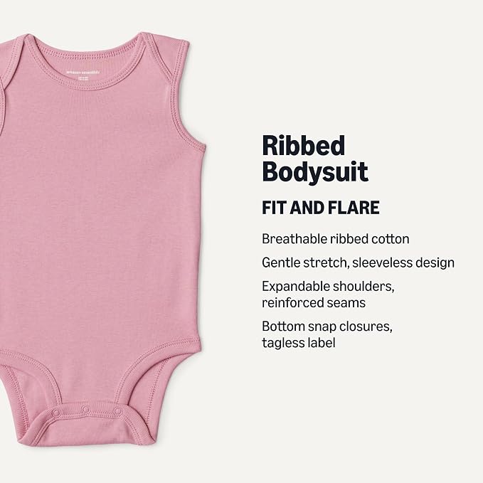 Amazon Essentials Unisex Babies' Sleeveless Cotton Rib Bodysuits - Image 2