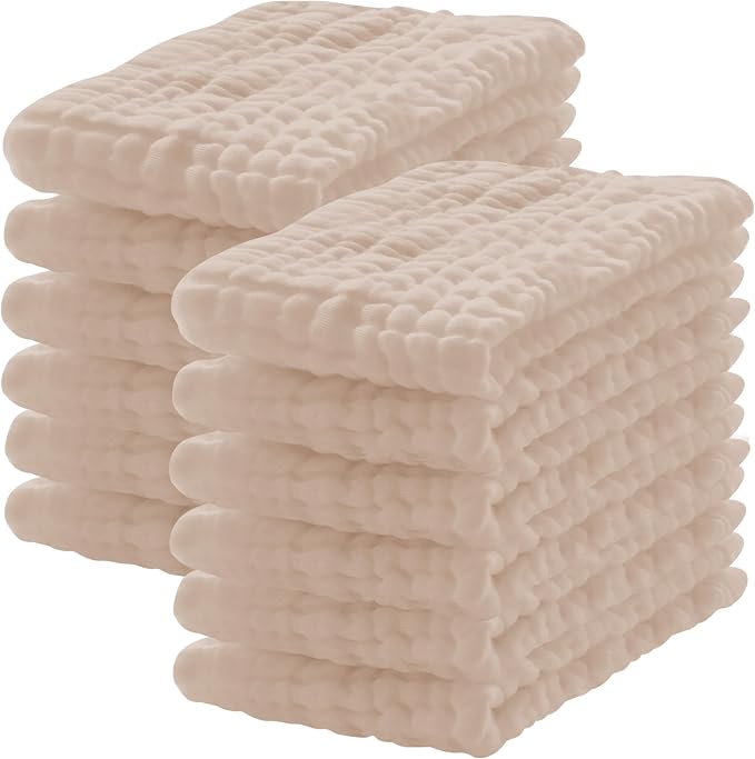 Lovely Care 12 Pack Muslin Burp Cloths 100% Cotton Muslin Cloths Large by Lovely+Care