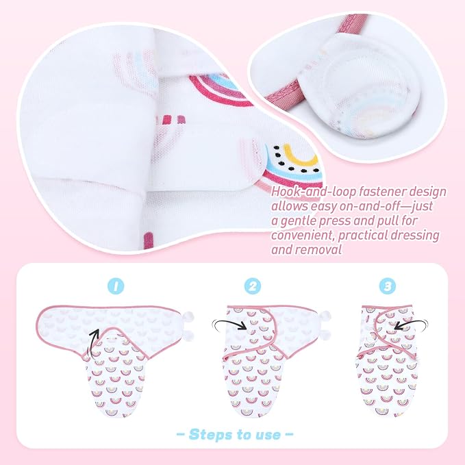Dizila 2 Sets Adjustable Soft Cotton Blend Newborn Infant Baby Girl Receiving - Image 3