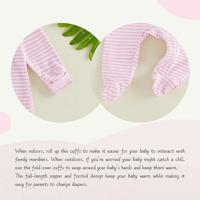 Seyurigaoka Newborn Baby Boy Girl Romper Long Sleeve Zipper Jumpsuit - Image 4