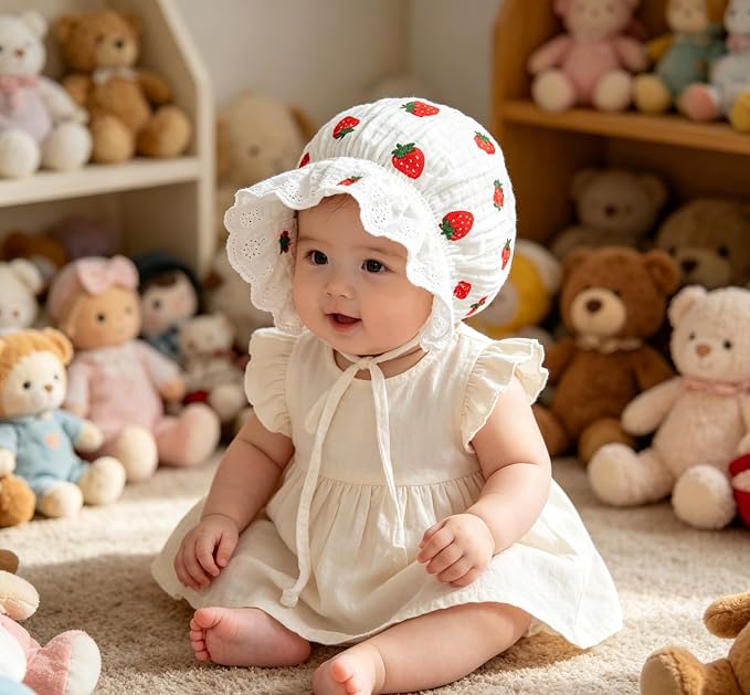 Baby-Girl Soft Breathable-Bonnet Newborn-Infant-Eyelet-Beanie Lace-Sun-Hat | - Image 6