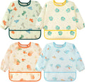 Accmor 4 Pack Long Sleeve Bibs, Baby Smock Waterproof Full Sleeved Bib by Accmor