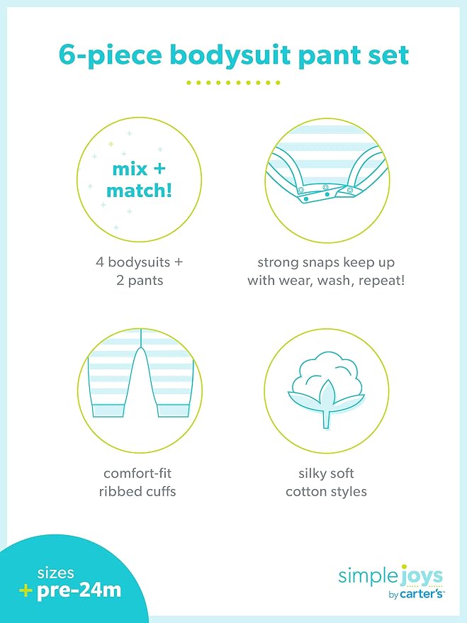 Simple Joys by Carter's Baby 6-piece Bodysuits and Pants Set - Image 6