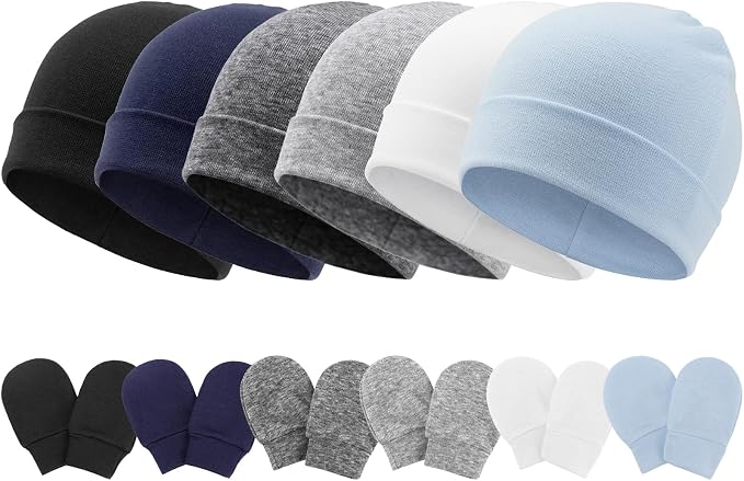 Newborn Baby Hats and Mittens Set Infant Beanie Cap Toddler Gloves Newborn by AQOKKA