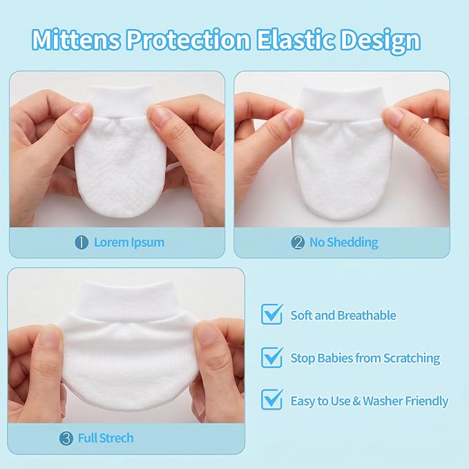 8 Pairs Newborn Baby Mittens No Scratch Infant Baby Cotton Gloves Newborn - Image 6