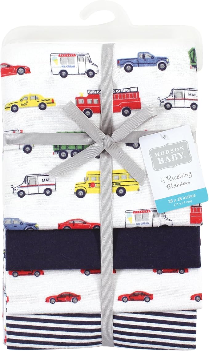 Hudson Baby Unisex Baby Cotton Poly Flannel Receiving Blankets, Going Places - Image 2