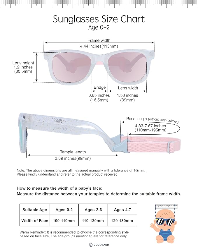 COCOSAND Flexible Baby Sunglasses with Strap Polarized UV Protection for Toddler Infant Newborn Boy Girl Age 0-24 Months