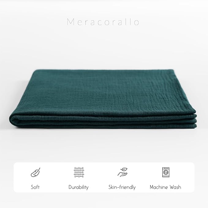 Meracorallo Muslin Swaddle Blanket, 100% Cotton, Dark Green | Soft Breathable - Image 4