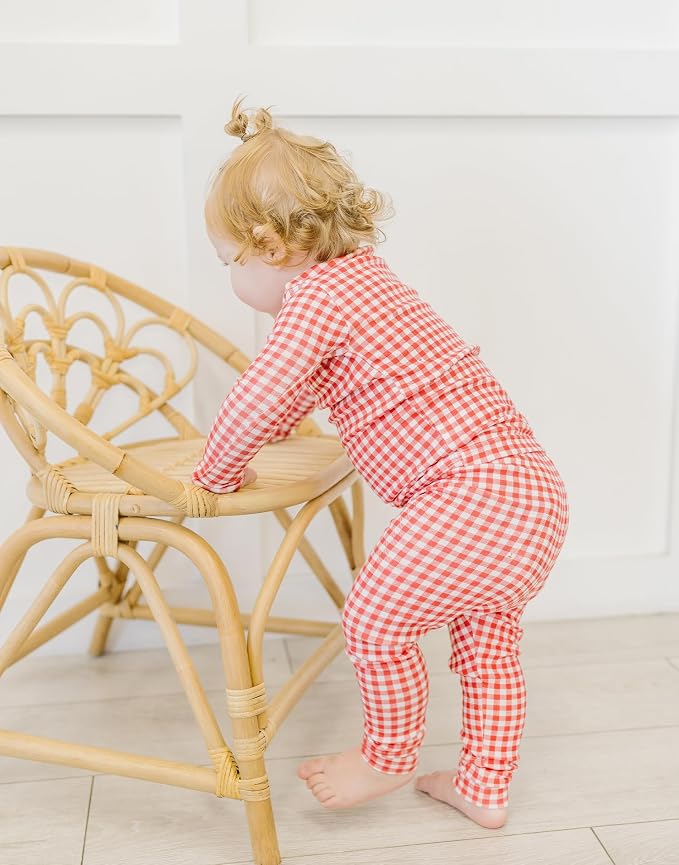 moimoln Cotton Modal Baby Toddler Pajamas Check Solid Leopard 6M-8Y - Image 3